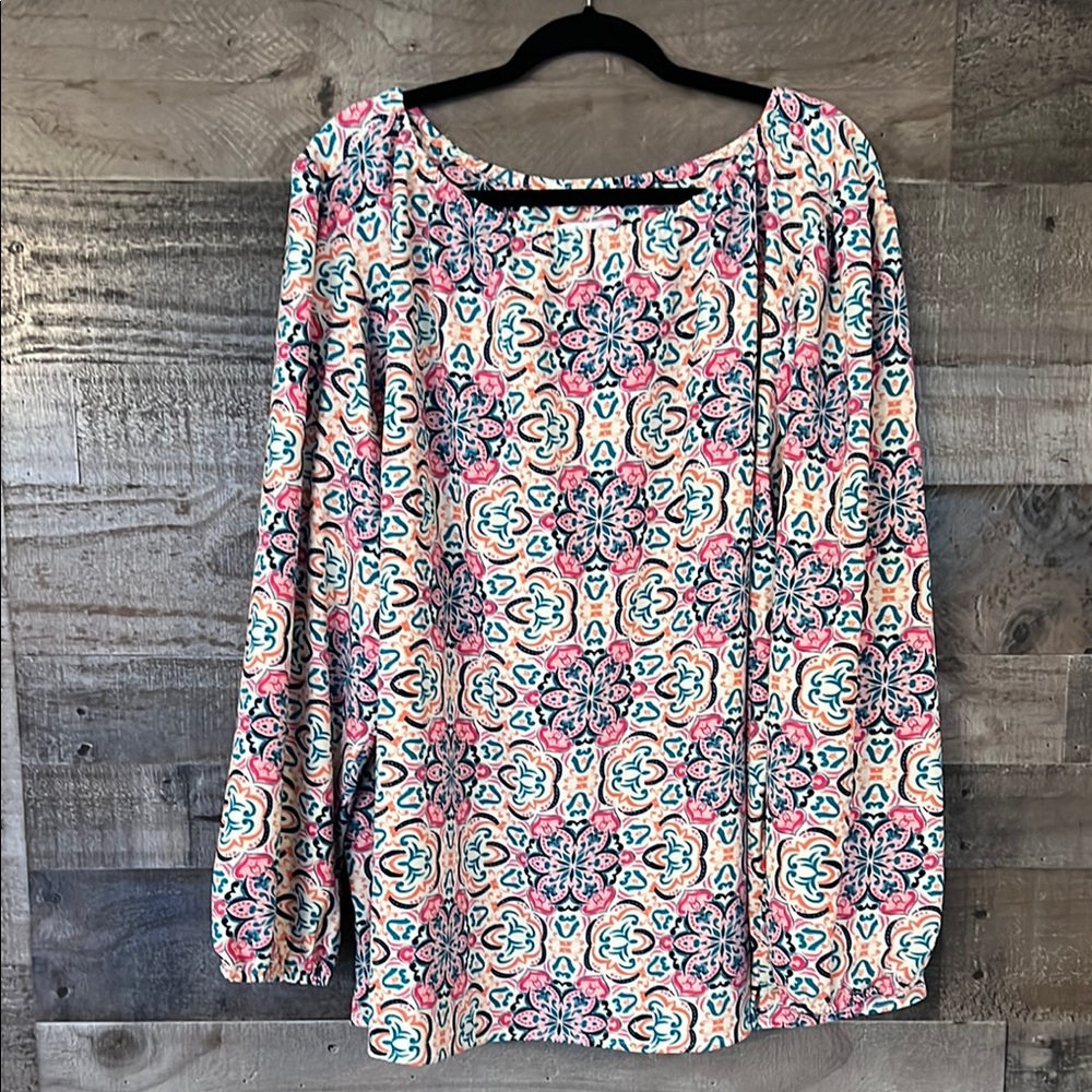 D & Co Floral Patterned Long‎ Sleeve Blouse 3XL